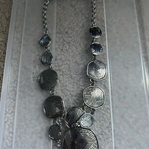 Lia Sophia Silver Textured Disc Necklace